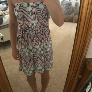 Patterned Strapless Beach Dress.